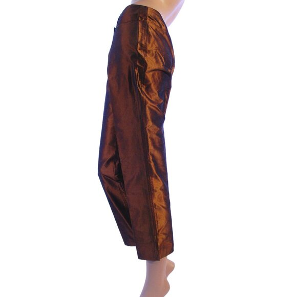 BLUMARINE 100% Silk Shantung Flat Front Cropped Pants Women's I 44/US 8 - ITALY - Picture 3 of 12